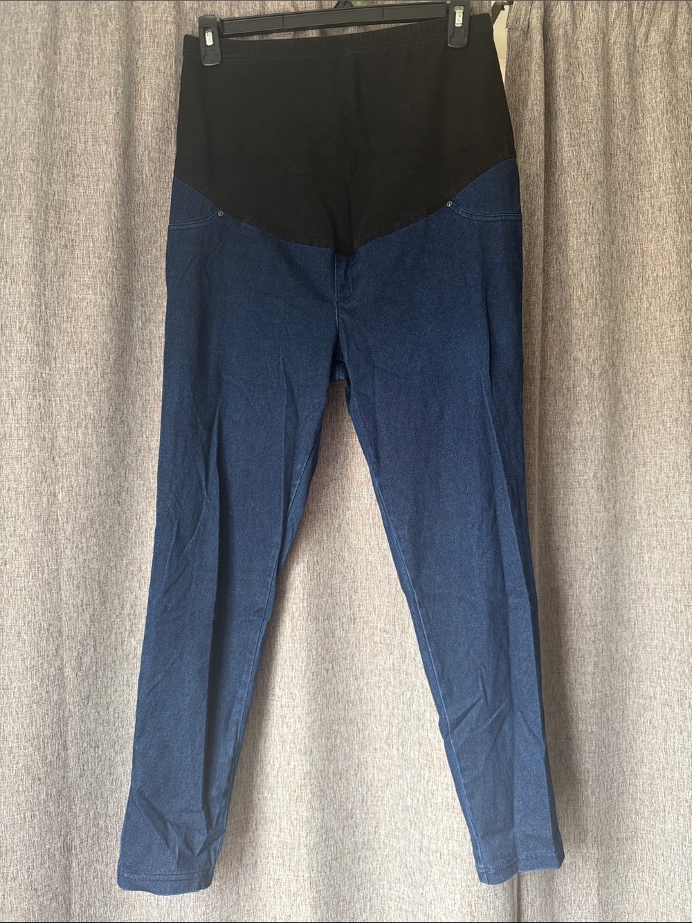 Time and Tru Black Maternity Waistband Blue Denim-Look Jeggings